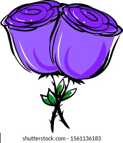 Purple rose, illustration, vector on white background.