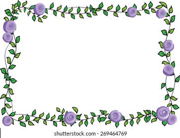 purple rose with leaf card border