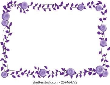 purple rose with leaf card border