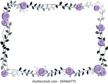 purple rose with leaf card border