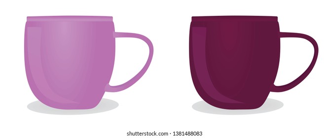 Purple and rose mug. vector illustration