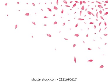 Purple Rose Petal Vector White Background. White Wedding Lotus Petal Card. Flower Petal Valentine Template. Aroma Sakura Petal Texture.