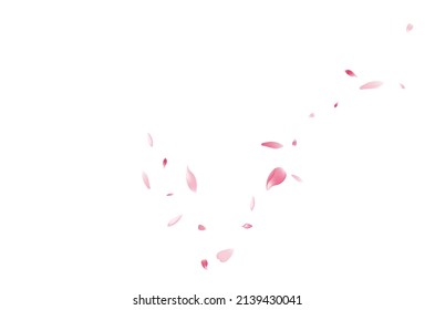 Purple Rose Petal Vector White Background. White Wallpaper Cherry Petal Pattern. Lotus Petal Spring Design. Beauty Sakura Petal Frame.