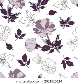 Purple Roses Seamless Pattern Background