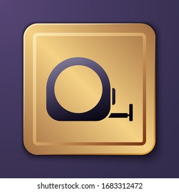 Purple Roulette construction icon isolated on purple background. Tape measure symbol. Gold square button. Vector Illustration