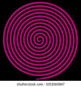 Purple round abstract vortex hypnotic spiral. Vector illustration optical illusion helix anaglyph opt art illustration. Volute, maze, concentric lines, circular, rotating clip art isolated on black