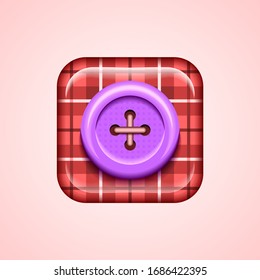 Purple Round Button Red Cloth Logo Vector Symbol Icon