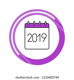 purple round calendar 2019 design, printing template,