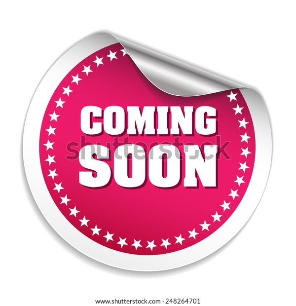 Purple Round Coming Soon Sticker On Stock Vector Royalty Free