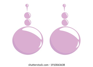 Purple Round Earrings Vector Illustration