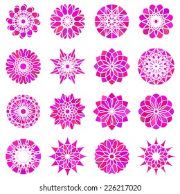 Purple round east ornament set. Vector symbols