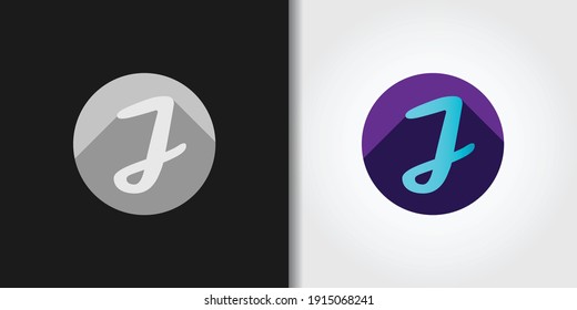 purple round j logo set idea template vector