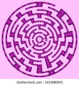 Purple round maze on a purple background