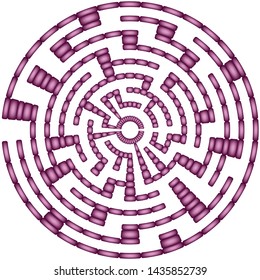Purple round maze on a white background