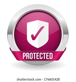 Purple round protected button with metallic border