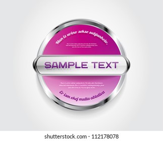 Purple round vector badge with metallic and glass decoration