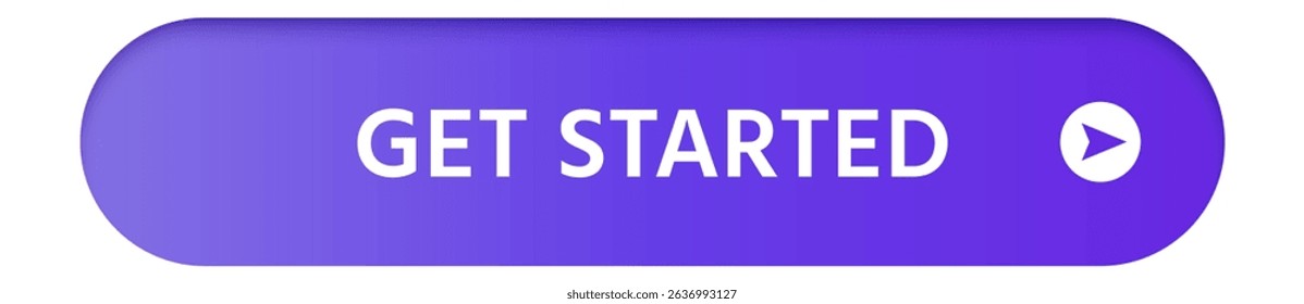 Purple rounded button featuring a smooth gradient and a play symbol, inviting users to embark on new projects or services with a modern and minimalistic design
