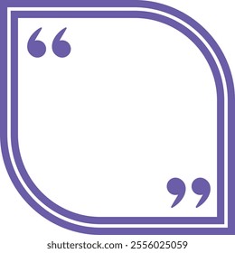 Purple rounded corner quote box featuring opening and closing double quotation marks, providing an elegant frame for text citations and important messages