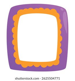 Purple rounded square frame with a bright orange scalloped border is waiting to be customized