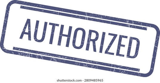 A purple rubber stamp impression with the word authorized, featuring a worn, grunge texture.