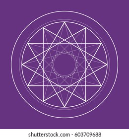 purple sacred geometry symbol illustration. Vector energy star