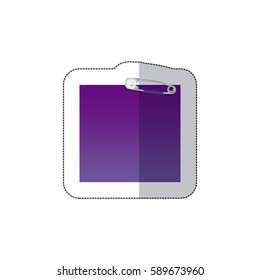 purple safety pin inside letters, vector illustraction image