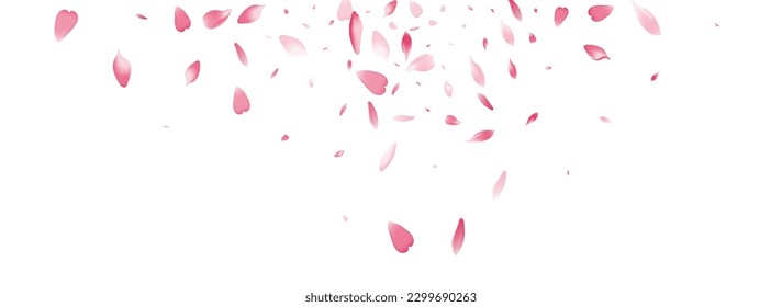Purple Sakura Petal Vector White Background. Pink Free Peach Petal Congratulation. Cherry Petal Floor Pattern. Valentine Flower Petal Poster.