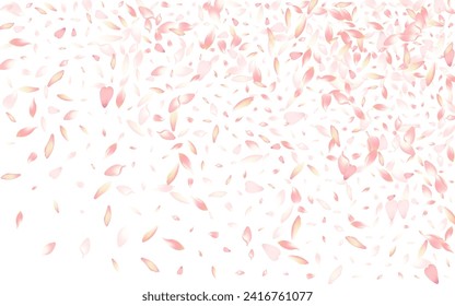 Purple Sakura Petal Vector White Background. White Air Rose Petal Illustration. Flower Petal Romantic Pattern. Soft Apple Petal Product.