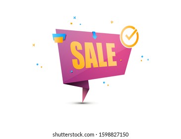Purple Sale banner design with countdown clock icon. Vector illustration.