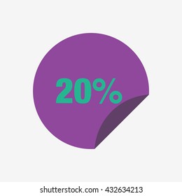 Purple Sale Tag Vector Icon 20 Percent, Sale Tag Vector