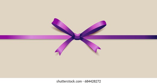 Purple satin bow. Vector illustration