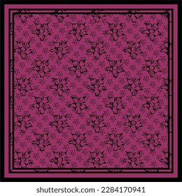 purple scarf with black flowers