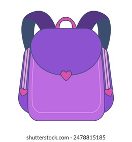 Purple school backpack illustration isolated on transparent background