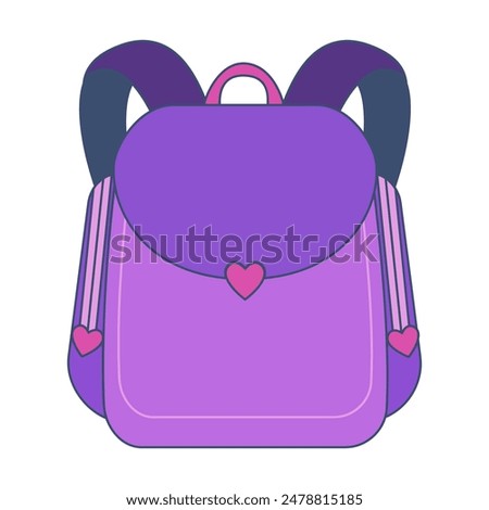 Purple school backpack illustration isolated on transparent background
