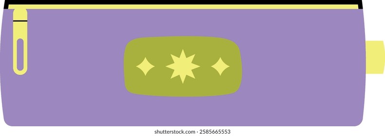 Purple school pencil case with geometric shapes. Isolated vector illustration in flat style.