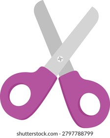 Purple School Scissors Vector Illustration