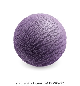Purple scoop of cold sweet ice cream or gelato in assortment isolated on white background