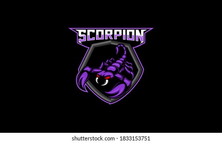 Logo de la mascota de juegos de escorpión morado