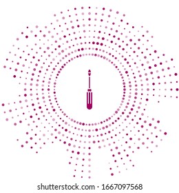 Purple Screwdriver icon isolated on white background. Service tool symbol. Abstract circle random dots. Vector Illustration