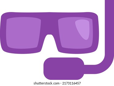 Purple sea diving mask, illustration, vector on a white background.