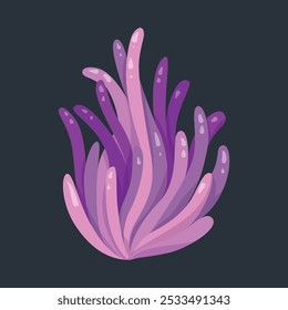 Purple sea plant in flat vector design.