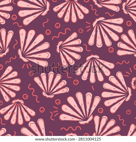 Purple sea shell marine seamless pattern vector