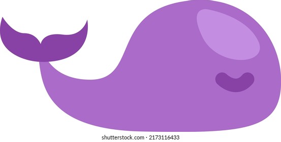 Purple sea whale, illustration, vector on a white background.