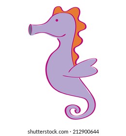 a purple seahorse on a white background