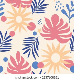 Purple Seamless Abstract Hawaiin Flora Surface Print. Gradient Continuous Tropical Decorative Foliage Artwork Pattern. Dark Repeated Fashion Palm Lines Vector.