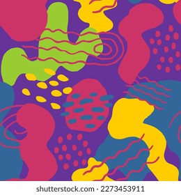 Purple Seamless Classic Retro Element Swatch. Pink Continuous Creative Beautiful Illustration, Seamless Print. Vivid Endless Stylish Isolated Surface Wrapping