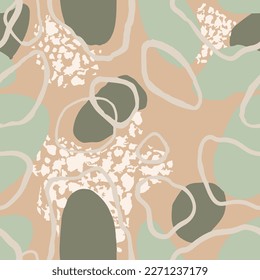 Purple Seamless Classic Vintage Surface Blob. Green Repetitive Color Simple Textile, Seamless Wrapping. Pink Endless Stylish Geometric Illustration Cover