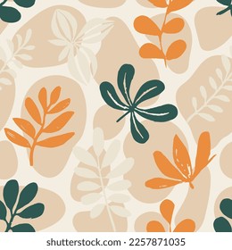 Purple Seamless Color Spring Ornament Design. White Seamless Summer Plant Illustration, Seamless Background. Vivid Repetitive Abstract Retro Surface Vector. 