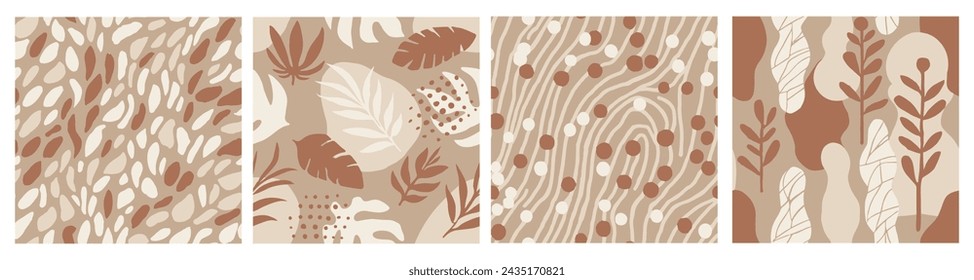 Purple Seamless Color Tree Shape Set. Black Continuous Nature Foliage Surface, Seamless Texture. Yellow Repetitive Classic Simple Lines Background. 