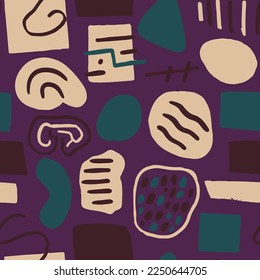 Purple Seamless Creative Beauty Invitation Vector. Black Continuous Classic Simple Surface, Seamless Cover. White Endless Grunge Retro Shape Wallpaper